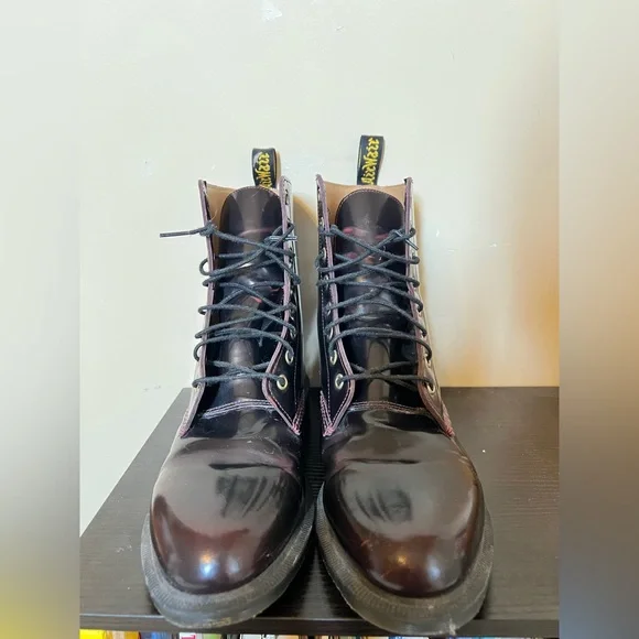 Dr. Martens | Elsham Lace-Up Boots in Cherry Red - Picture 2 of 9